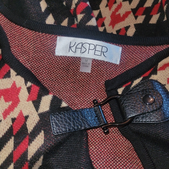 Kasper Plaid Cardigan with Buckle Detail M - Picture 6 of 6